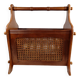 Porte-revues ancien en bois et cannage