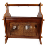 Antique wooden and cane magazine rack