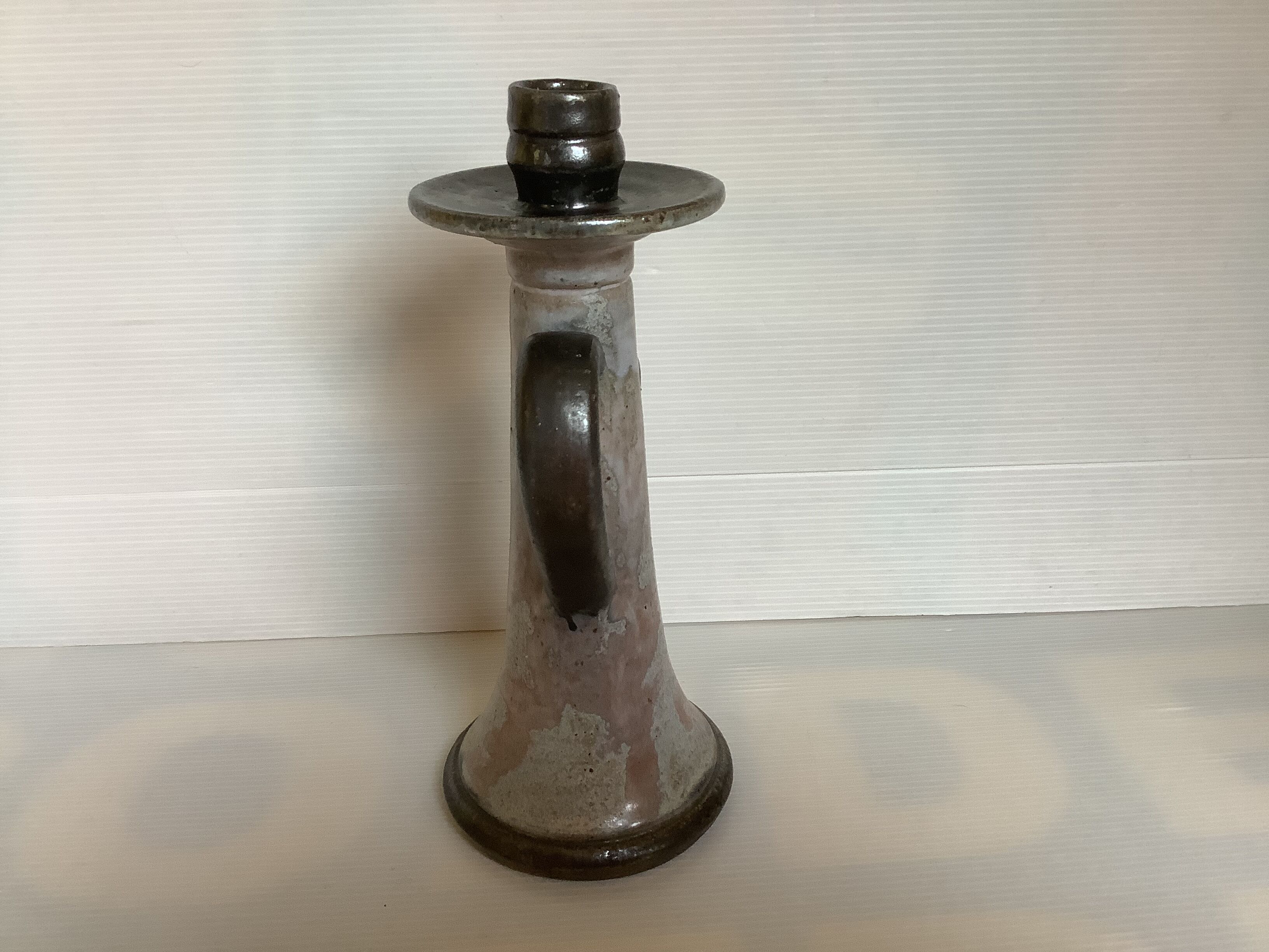 Bouffioulx style stoneware candle holder with a coat of arms