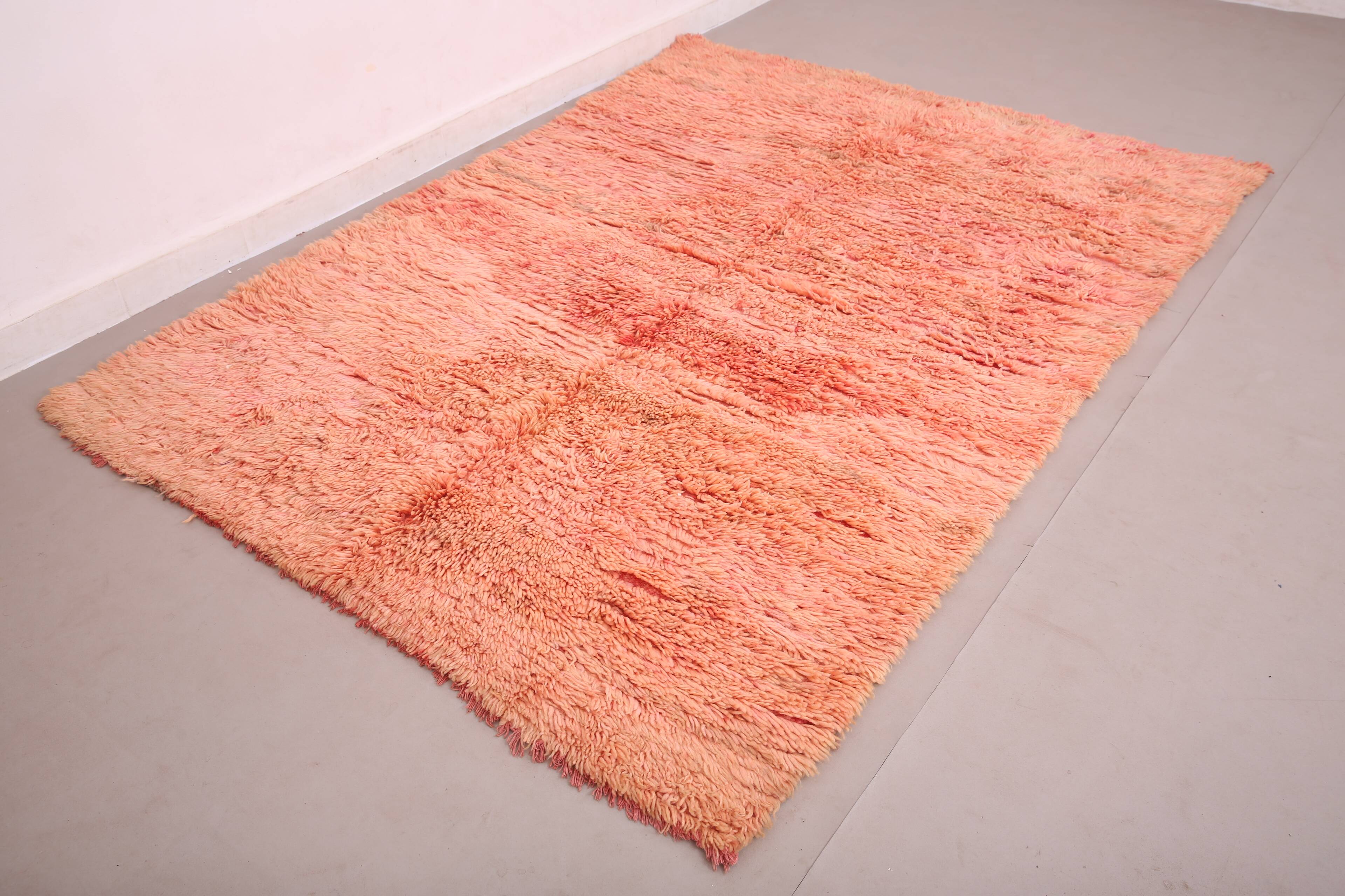 Vintage Moroccan rug 175 x 246 cm - Handmade Berber Rug - Pink Wool Rug