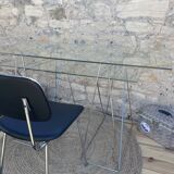 Modernist desk chrome and glass