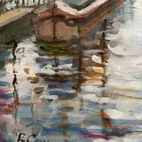Oil painting on canvas signed “Autumn in Paris” dimensions: height-65cm- width-42cm-