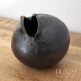 Ceramic Black Orb, Vintage Studio Pottery Art Piece, 1960/1970 Design