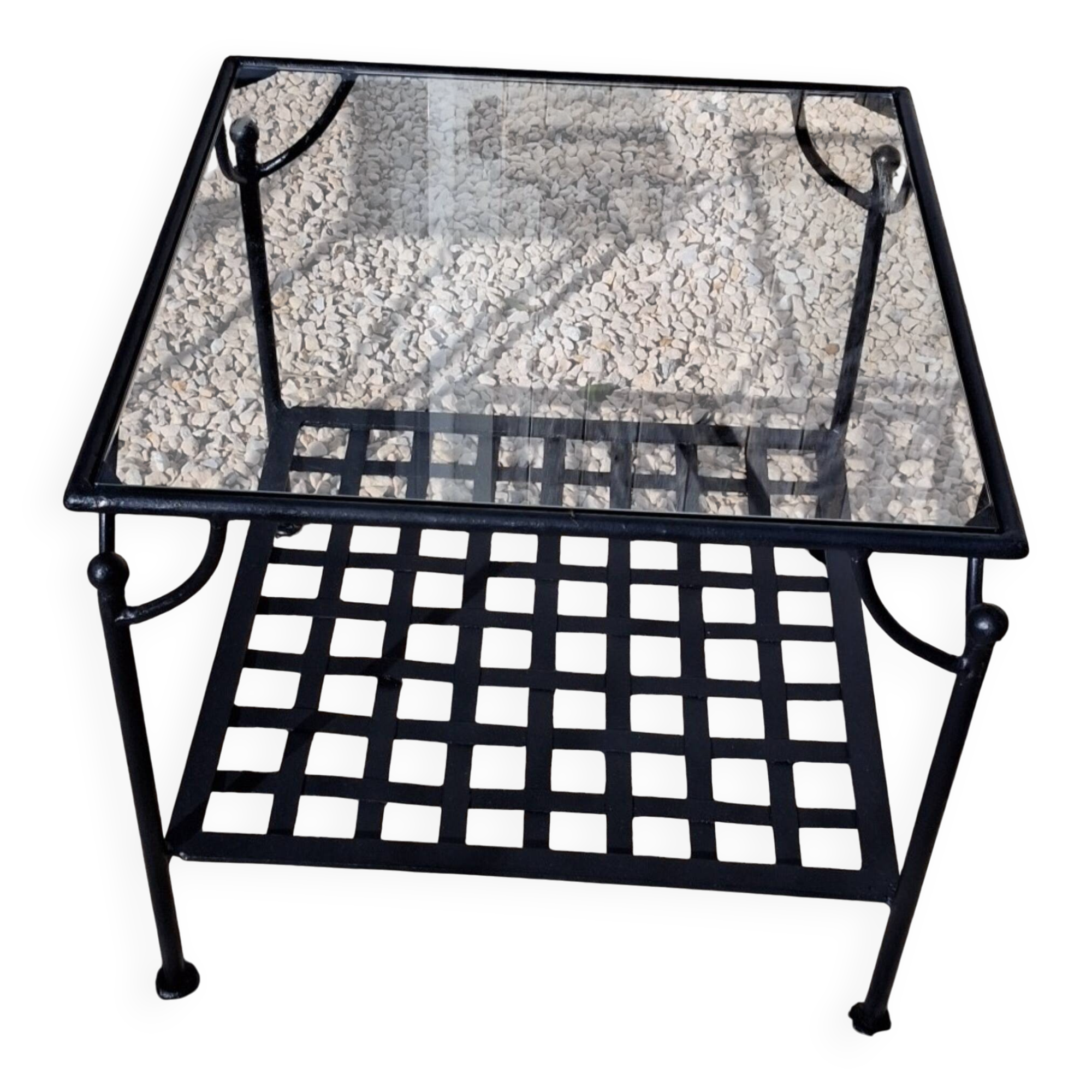 Wrought Iron Coffee Table with Glass Top
