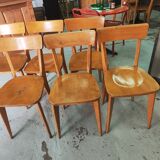 Series of six wooden bistro chairs