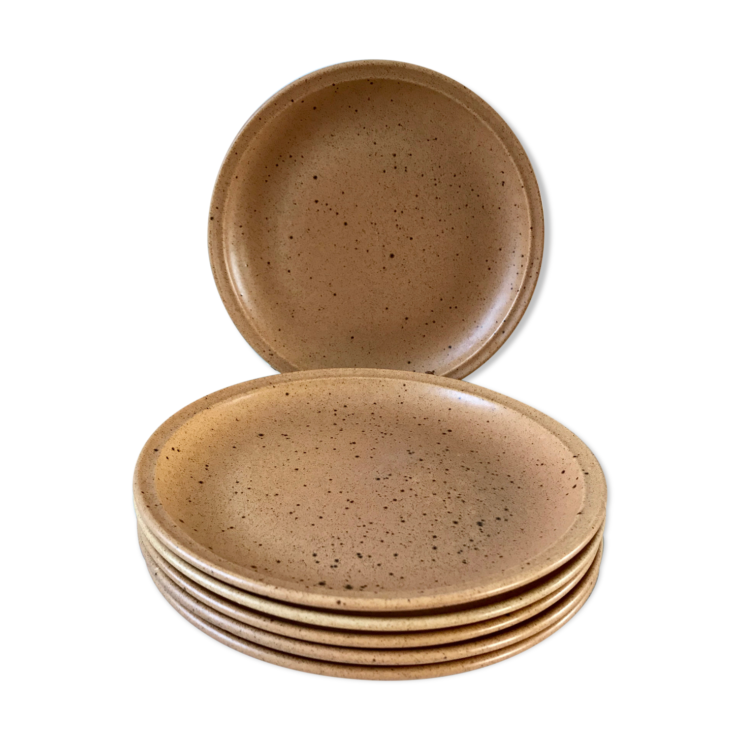 Lot de 6 assiettes plates en grès Digoin Sarreguemines années 60