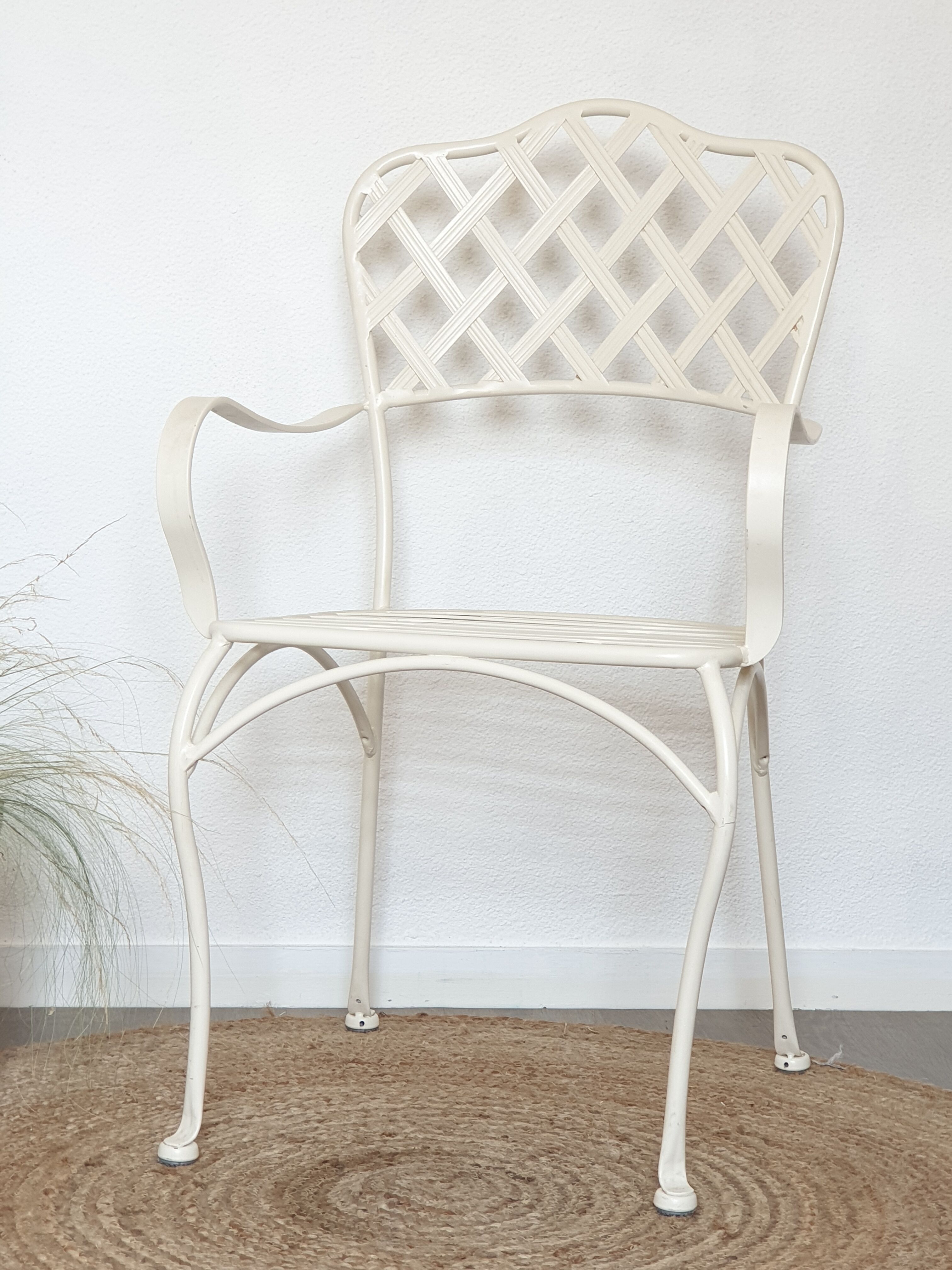 White wrought iron chair garden
