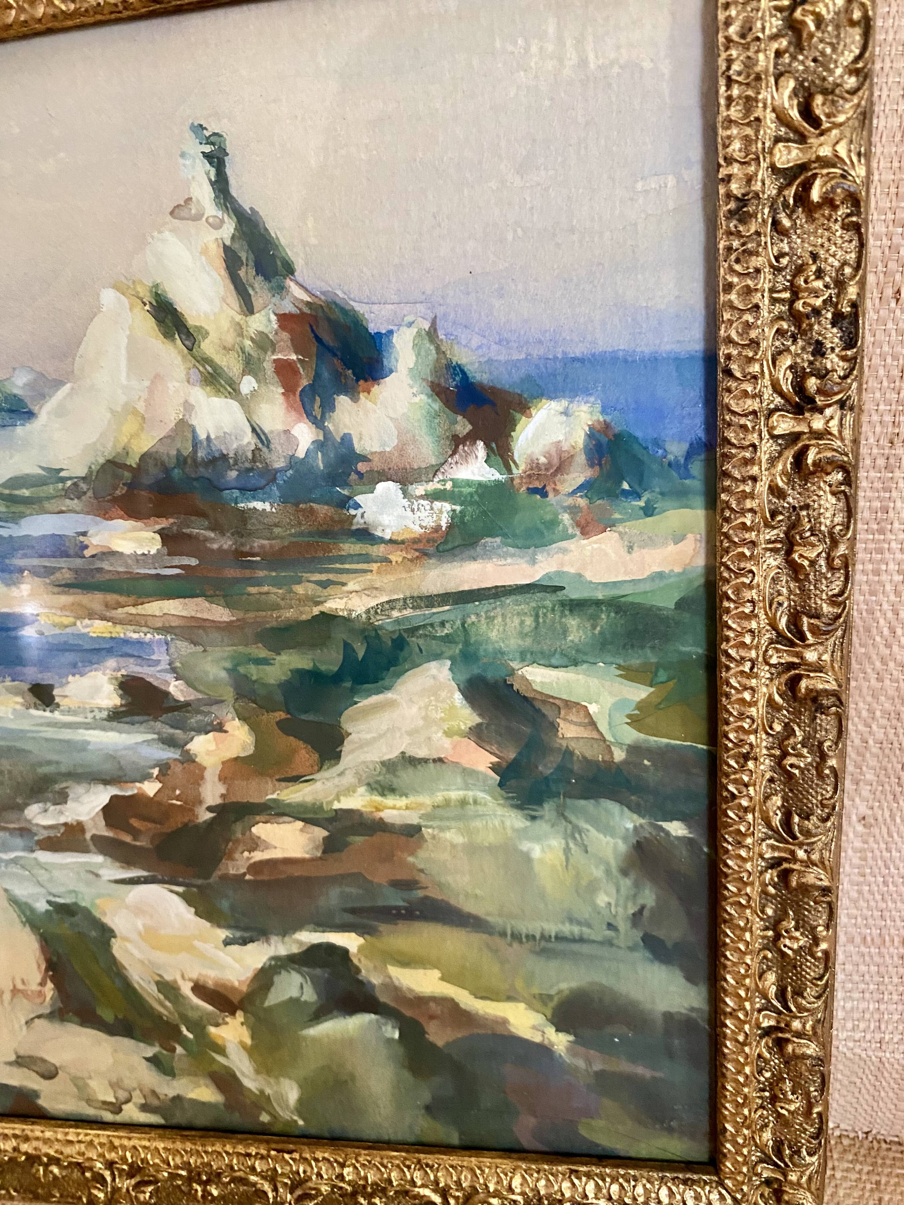 Oil "les Sanguinaires" under glass, 1950s-60s