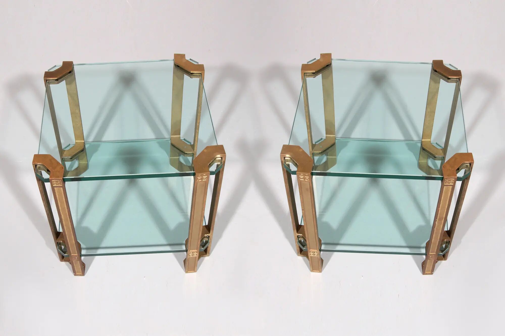 Peter Ghyczy side or coffee tables T24 double glass 70s design 45x45x45