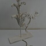 Pair of legs of wood metal table lamps foliage decoration Design: Ivory White