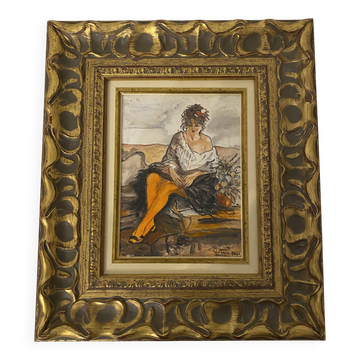 Oil painting on wood. Signed.