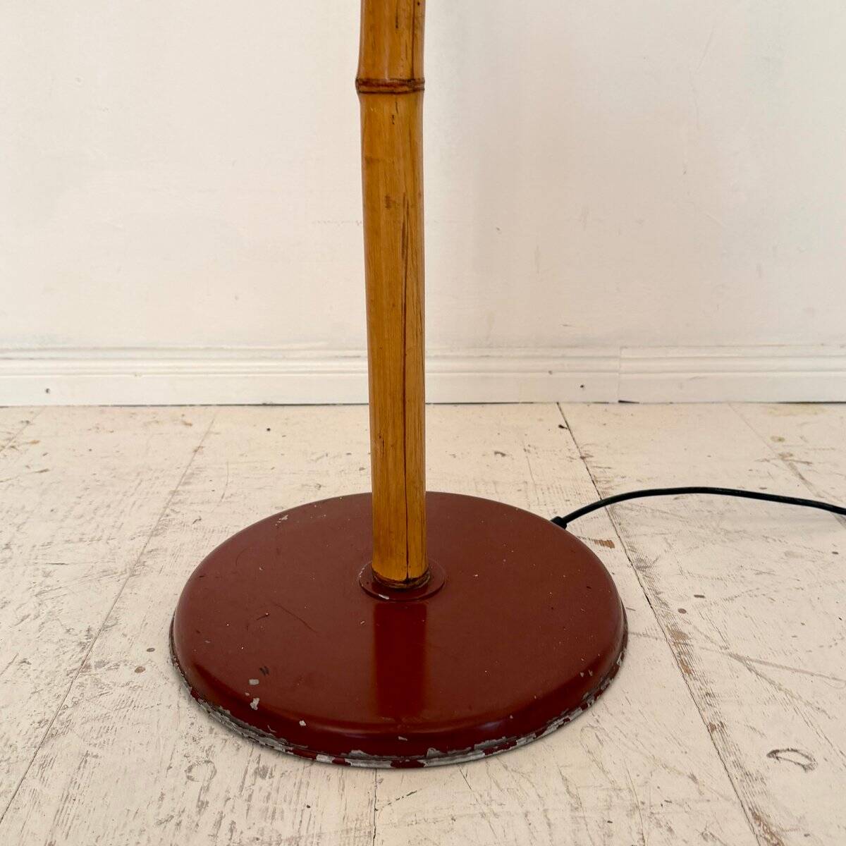 Italian mid-century floor lamp in bamboo & metal, 1950s