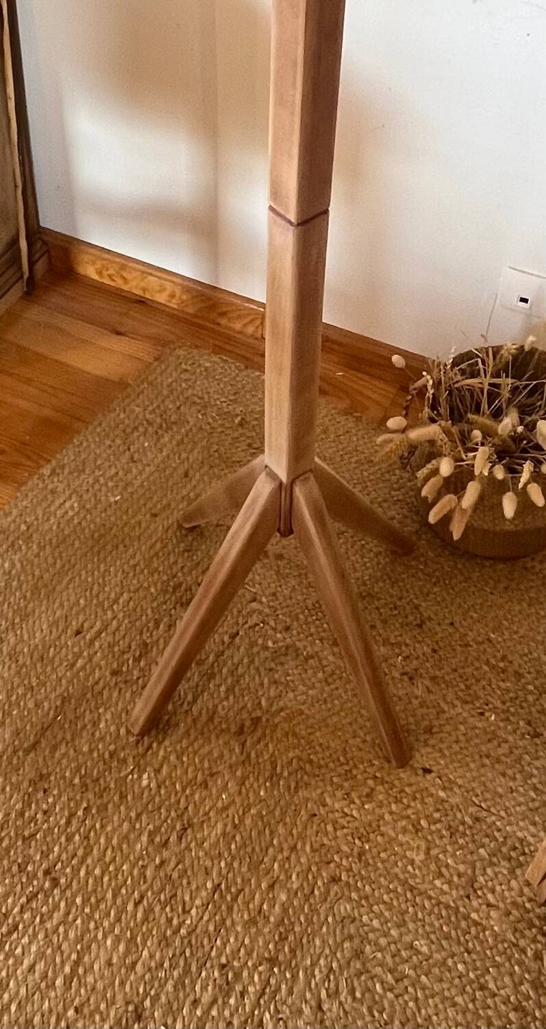 Vintage 60s coat rack in solid raw wood