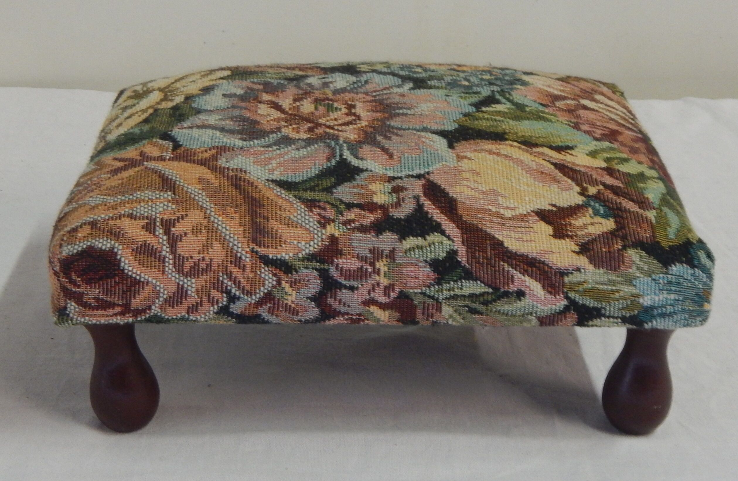Old wood and tapestry footstool