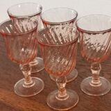 Set of 5 pink twisted water glasses "Rosaline" Luminarc France