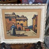 Signed village landscape
