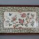 Ancien plateau de service faïence émaillée floral  & bois 1900 57x35 cm C99