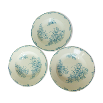 3 vintage ironstone soup plates from L&G, Oeillets model 220524