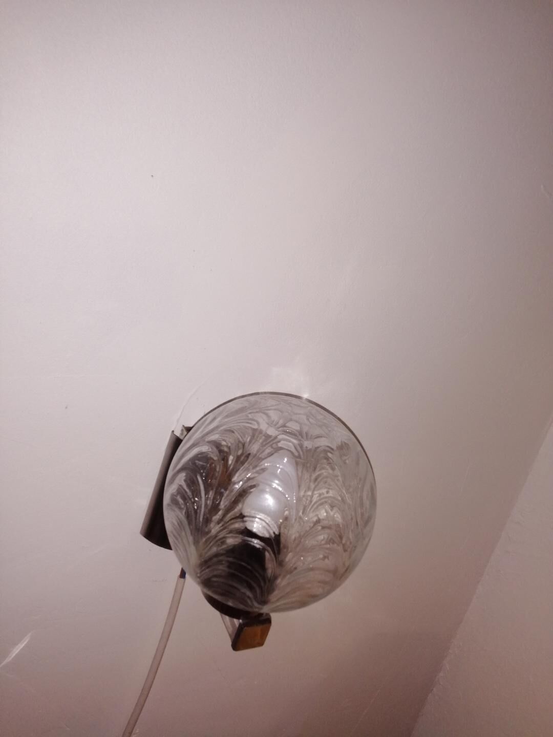 Pair of wall lamps 70 Italy chrome and pressed molded glass