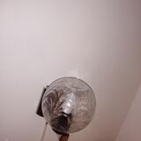 Pair of wall lamps 70 Italy chrome and pressed molded glass