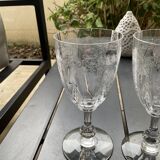 4 Saint Louis water glasses. Venetian ribbed massenet model