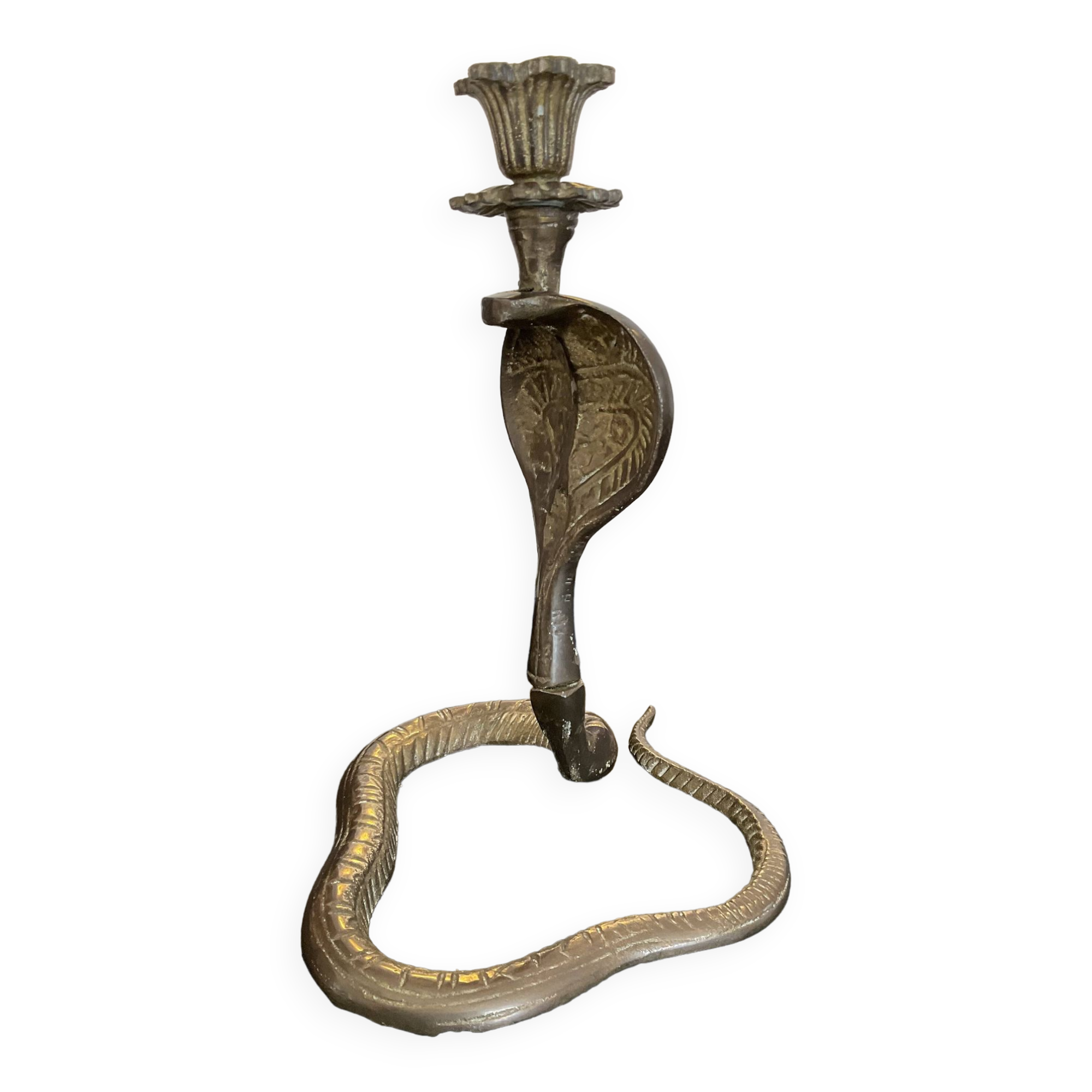 Vintage Cobra bronze candle holder from the 70s