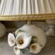 Pair of bedside lamps, vintage floral ceramic by Nazareno Picciotti, Deruta Italie