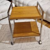 Formica, wood and chrome rolling trolley, 1970s
