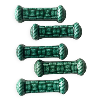 5 green ceramic knife holders
