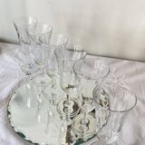 6 engraved antique champagne flutes