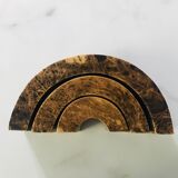 Triptych candle holders arcs wood