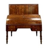 Important Louis Philippe Period Cylinder Desk / Restoration in speckled mahogany