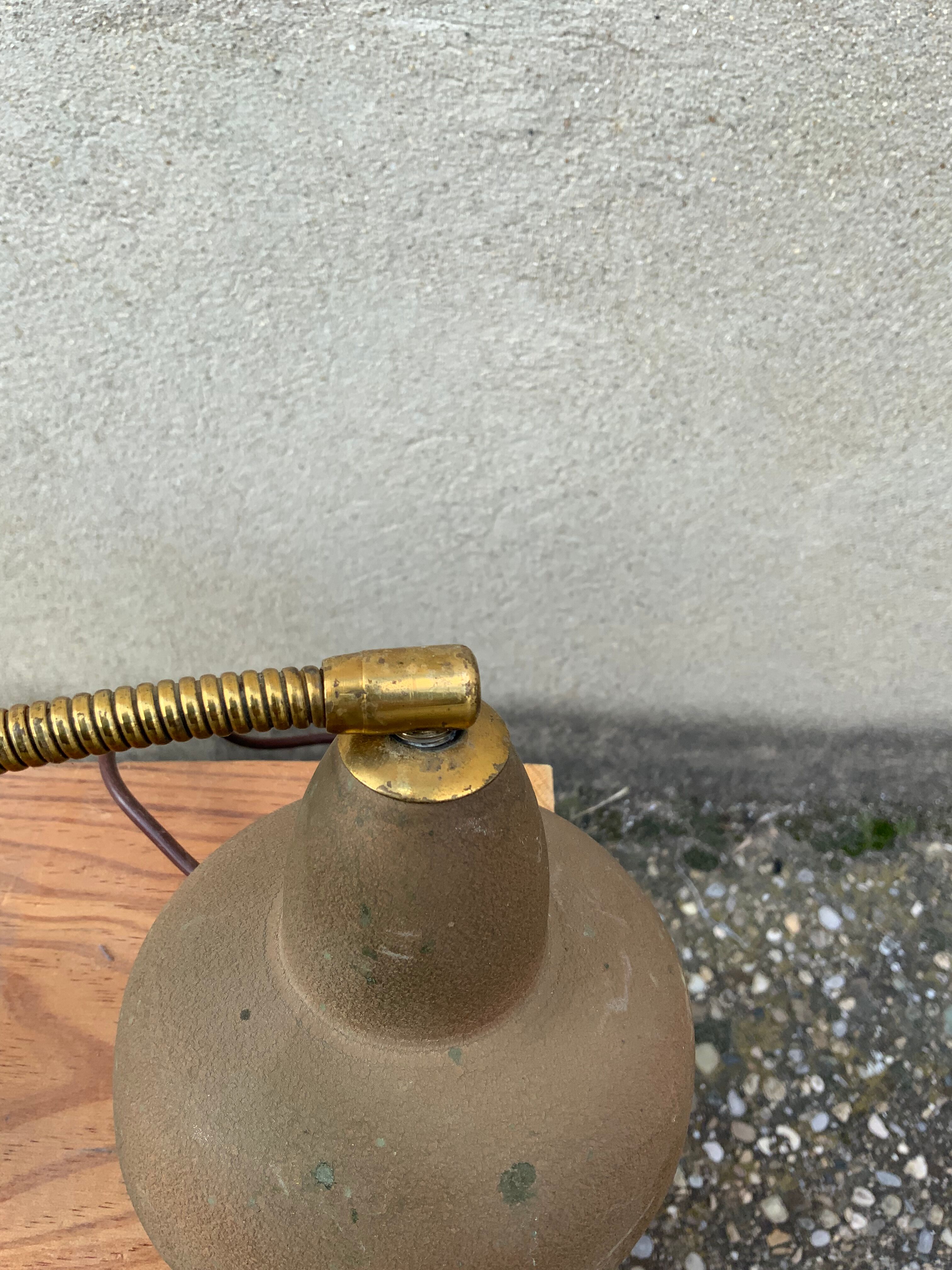 Antique desk lamp in gold metal Aluminor France vintage