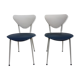 Ensemble de 2 chaises à manger rétro de skai en bleu et blanc