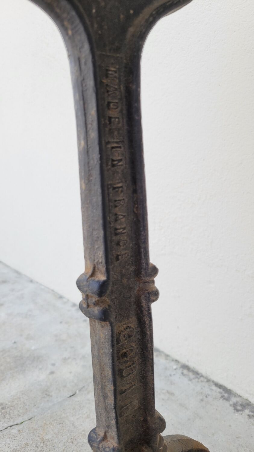 Restaurant bistro table in marble and cast iron signed godin
