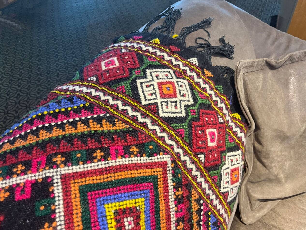 Old anatolian rug for sofa