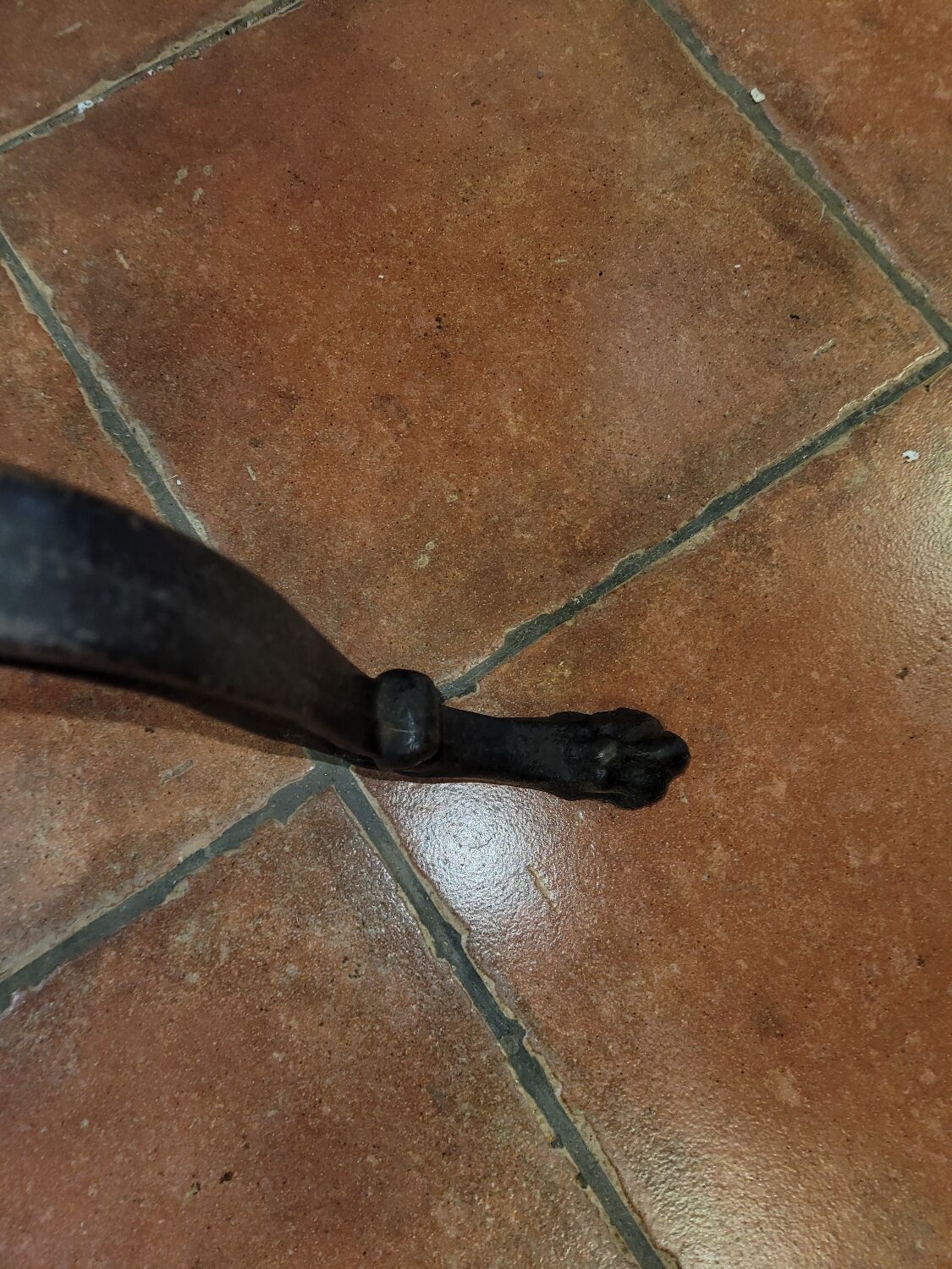 Old bistro table with oak top