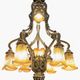 Large 8-light bronze chandelier, Art Nouveau, Nancy School – Around 1900