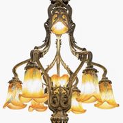 Large 8-light bronze chandelier, Art Nouveau, Nancy School – Around 1900