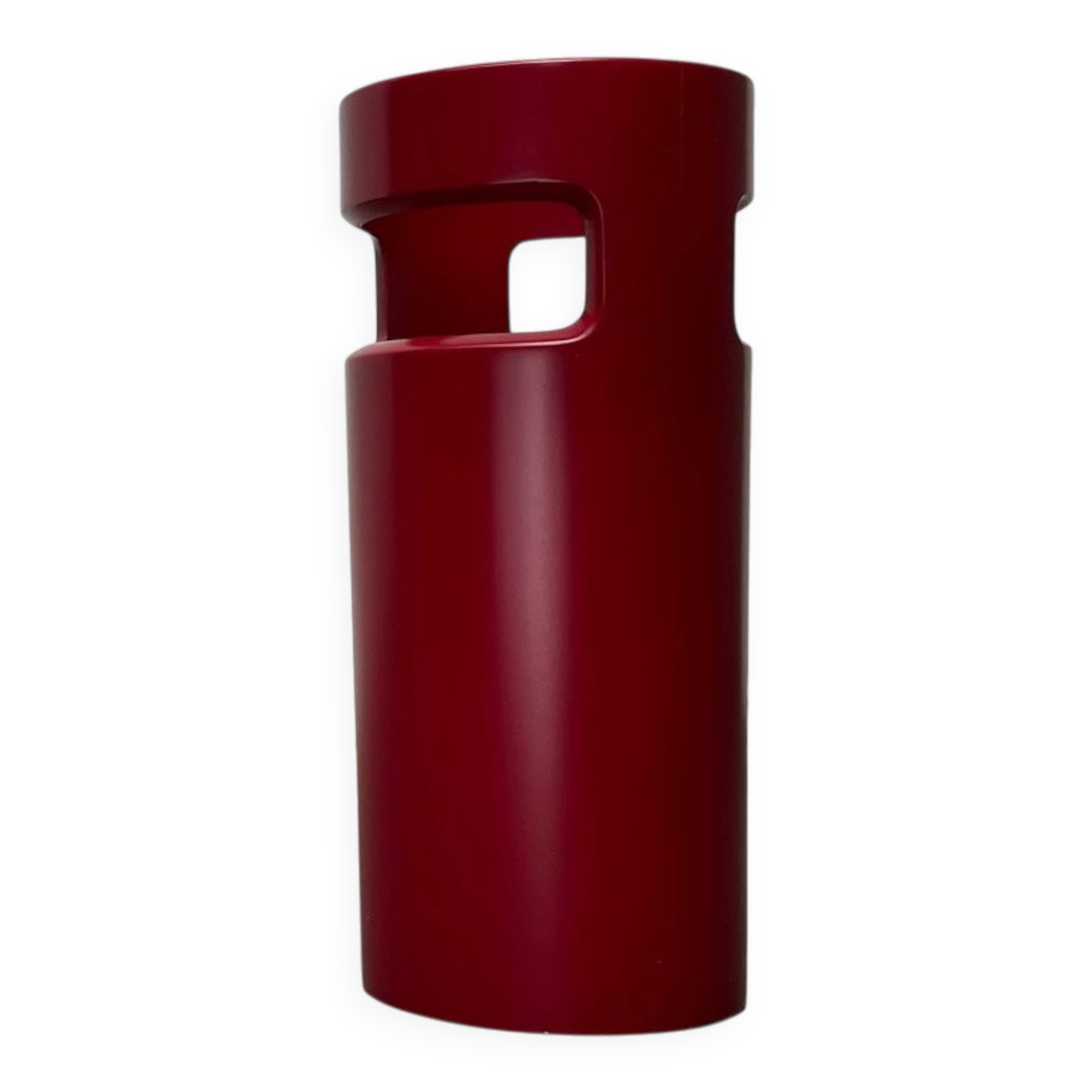 Red German umbrella stand in mid-century modern space style, 1960s.