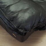 Black leather sofa, Italian design, 1960s, production: Italy