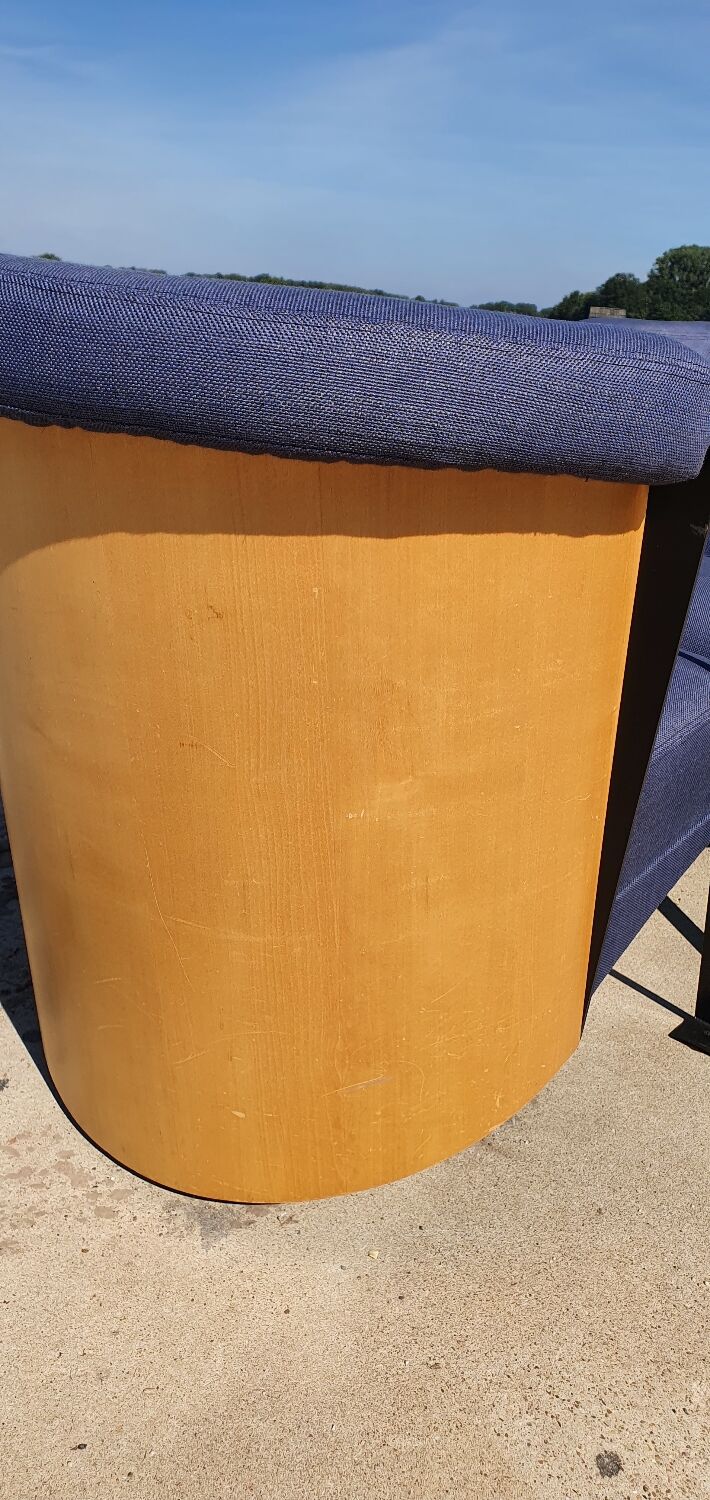 Set 2 - post modern cube lounge chair plywood - metal 1980s 1990s