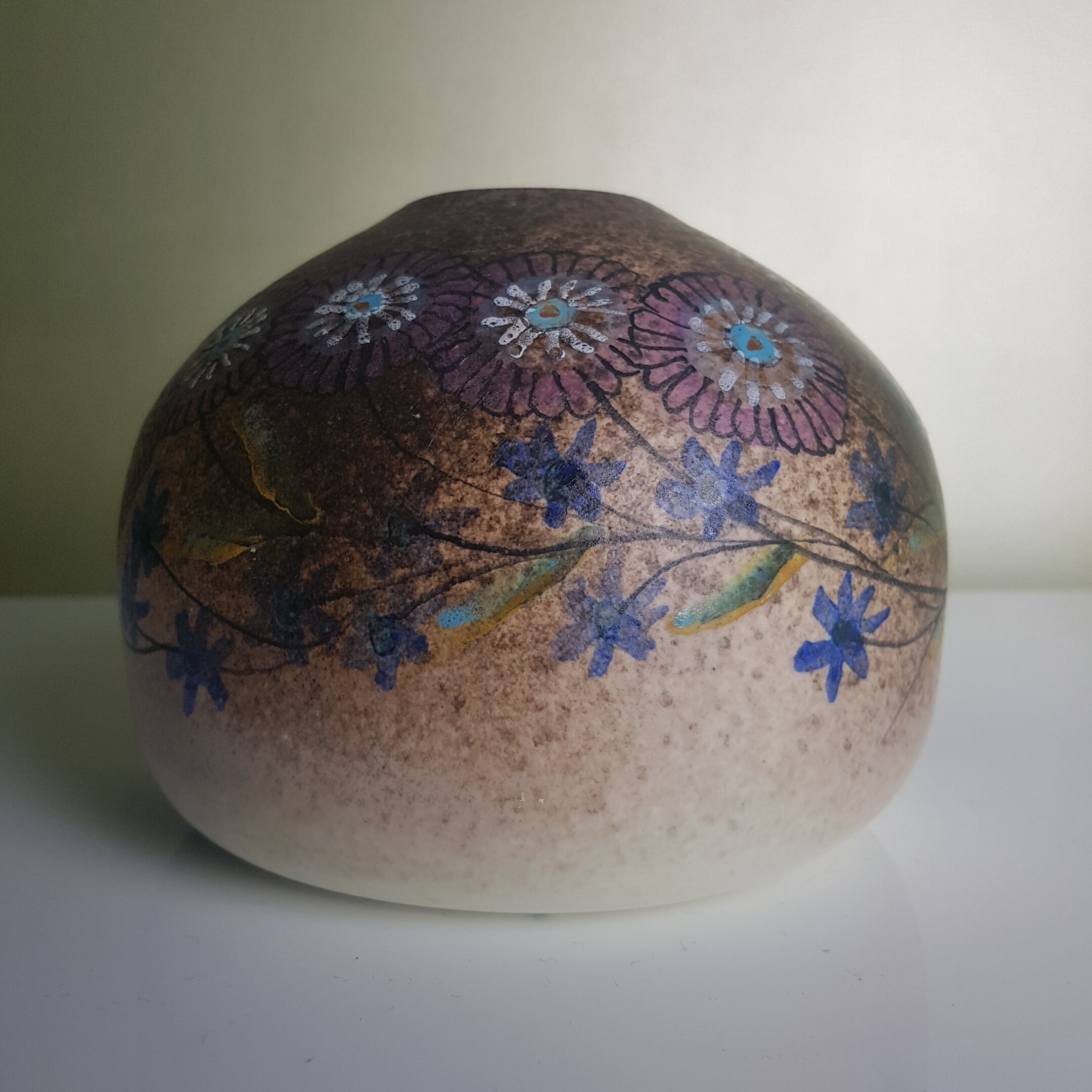 Vase ball décor floral fonck & mateo vallauris