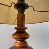 Turned wood lamp with rings