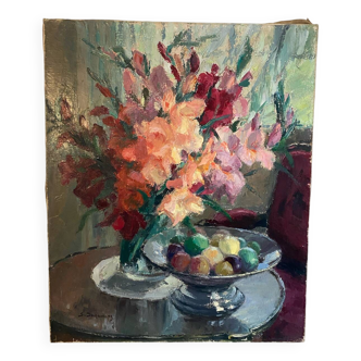 Bouquet of flowers signed Dechamps