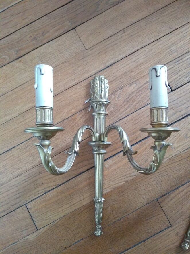 Set of 2 bronze wall lamps