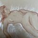 Signed sanguine drawing of a female portrait "The Nap"