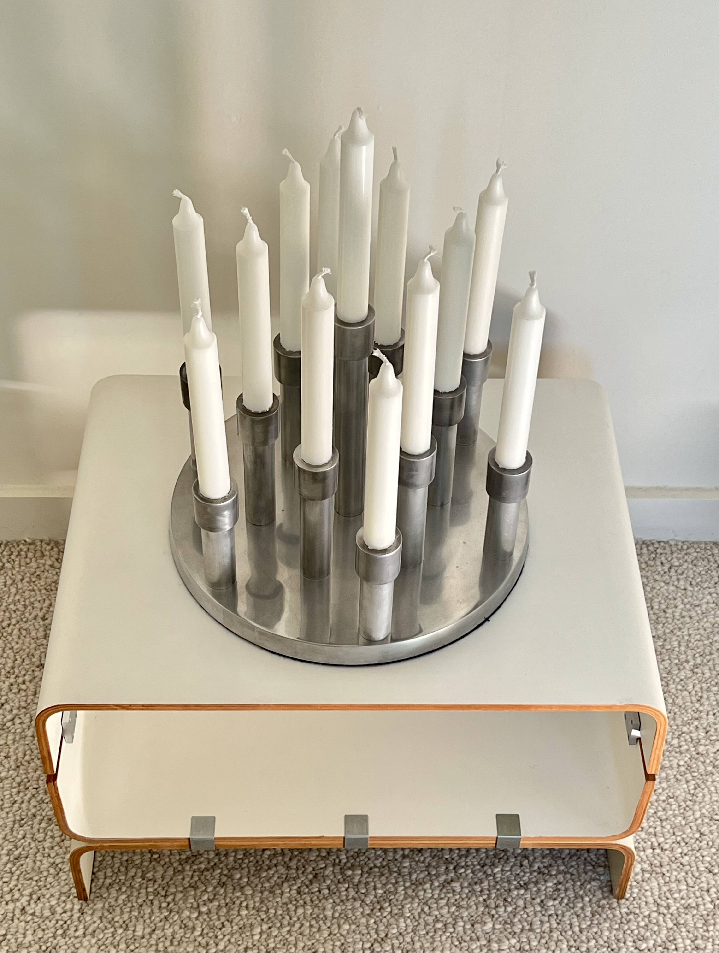 Aluminium candle holders for 13 candles, 1970s.