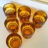 6 amber smoked glass orangeade glasses made in Italy