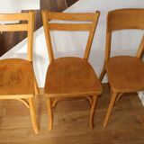 Set of 6 Baumann chairs, light beech, 1960
